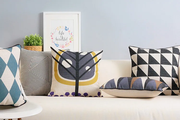 Nordijsko Moderna Jednostavna jastuk, svježe geometrijski jastuk, Lanena jastučnica, jastuci, ukrasni Jastuci za dom Slika 3
