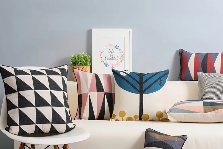Nordijsko Moderna Jednostavna jastuk, svježe geometrijski jastuk, Lanena jastučnica, jastuci, ukrasni Jastuci za dom Slika 4