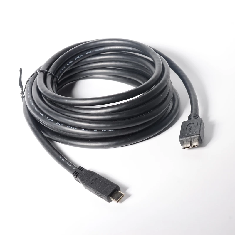 USB kabel za C - Micro USB 3.0 5 m (USB C - USB Micro B 3.0, Micro USB 3.0 - USB-C) i crne boje (16,4 ft, 5 metara) Slika 2