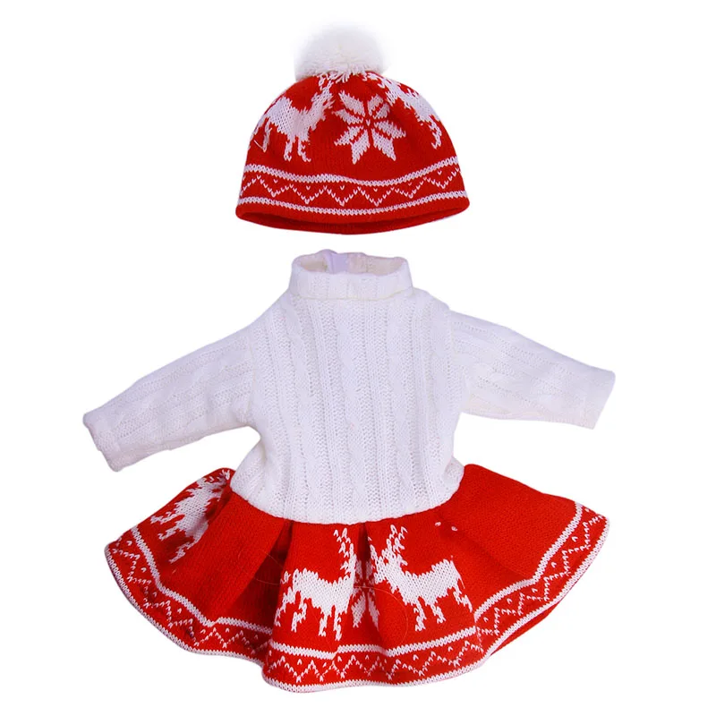 Božićni pulover sa slike Los, Suknja, Prikladan za 18 cm u američkom stilu i 43 cm, Odjeća Za Novorođenčad Lutke, Naša Generacija, Pribor Za Djevojčice Slika 4