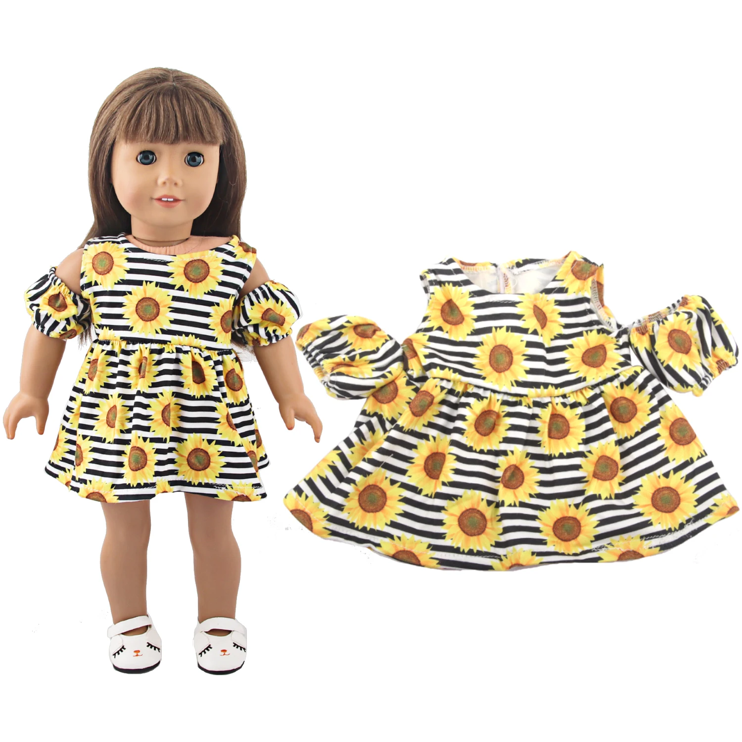 Lutkarski haljinu s po cijeloj površini Zeca, suncokreta, Ruža za 18-inčni američke lutke Popularna lutkarska odjeća za novorođenče 43 cm, lutke OG Girl Slika 1