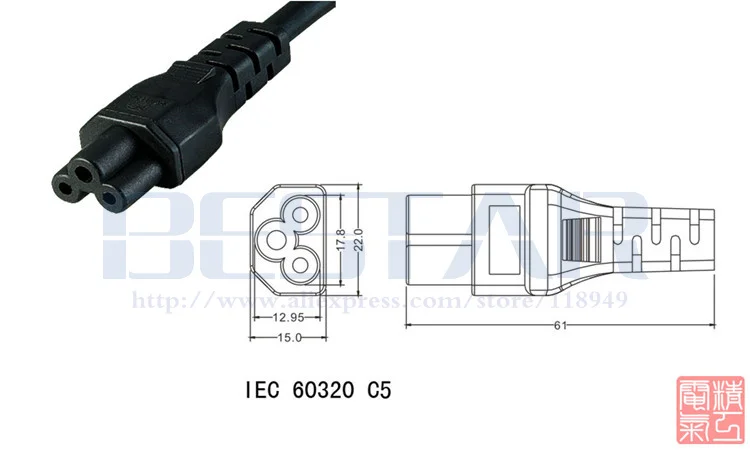 20 CM Australski AU Kabel za napajanje ac priključak IEC 320 C5 Djetelina kratki kabel za napajanje Za Ac Adaptera u Laptop Laptop Slika 4
