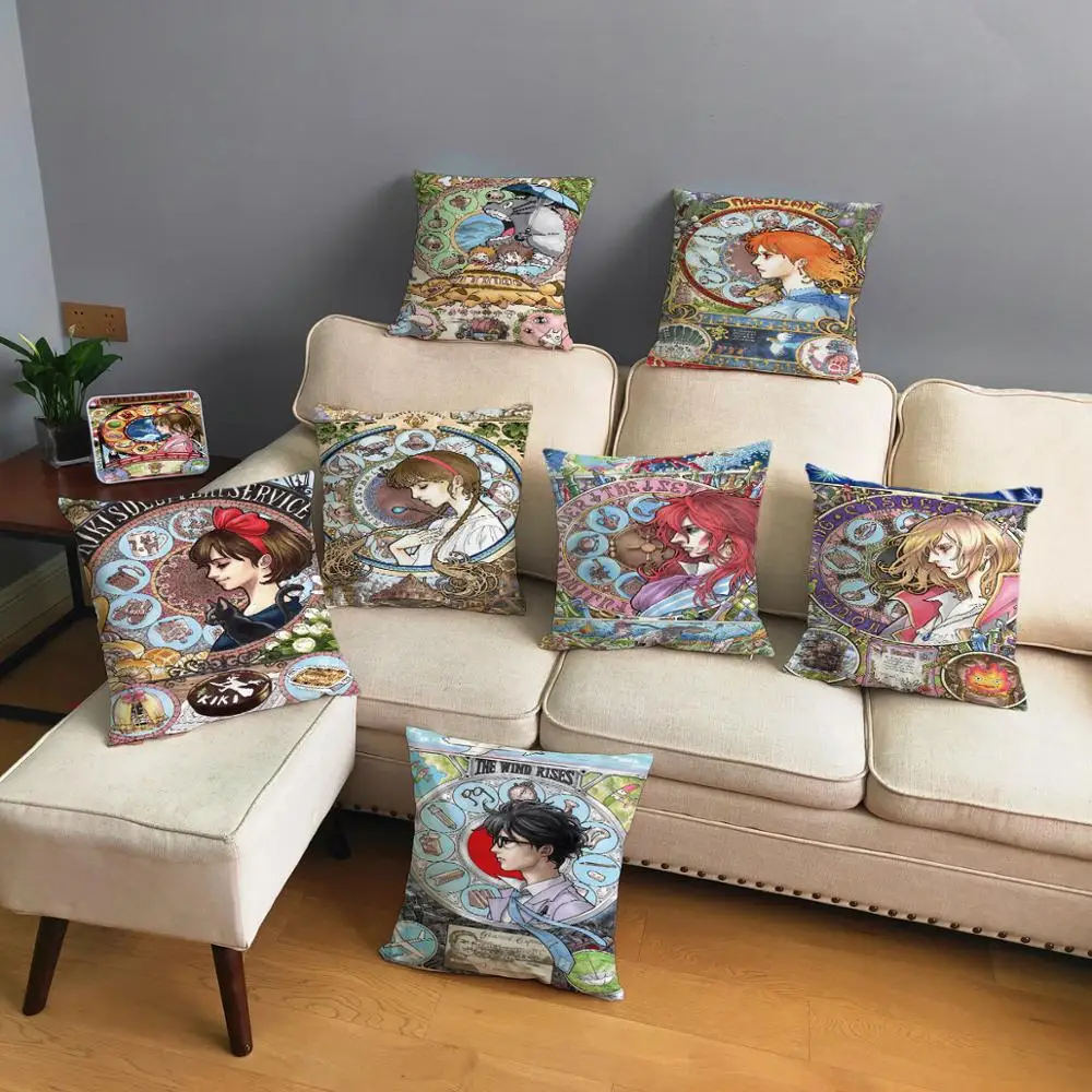 Muha stil Japanu Slatka Anime Crtani film Totoro Medo Torbica Za Jastuk Home Dekor lijepa Djevojka Jastučnicu Jastuci Presvlaku za Kauč 45*45 Slika 1
