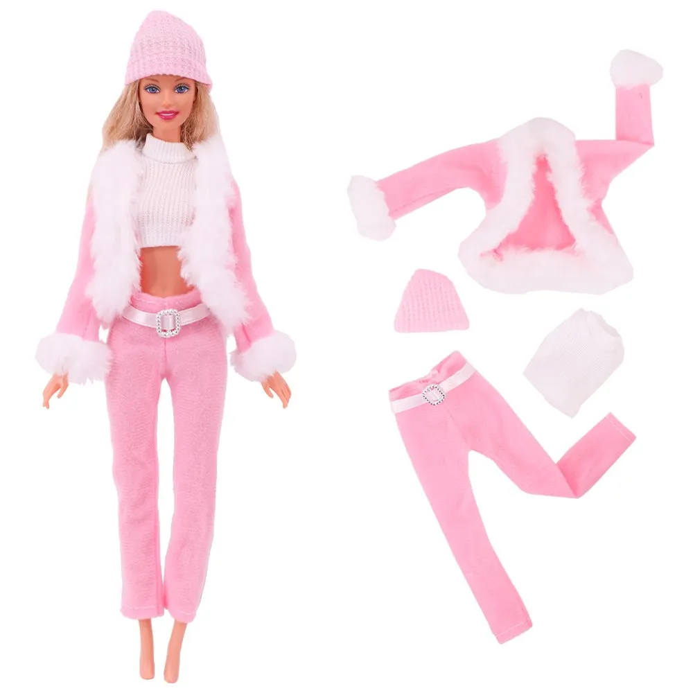 Odjeću Za Barbie Lutke od samta jakna + Moderan Odijelo Suknja + Plišani Šešir Pogodan Za Lutke 11,8 cm Casual Odjeća Božićni Poklon Slika 4