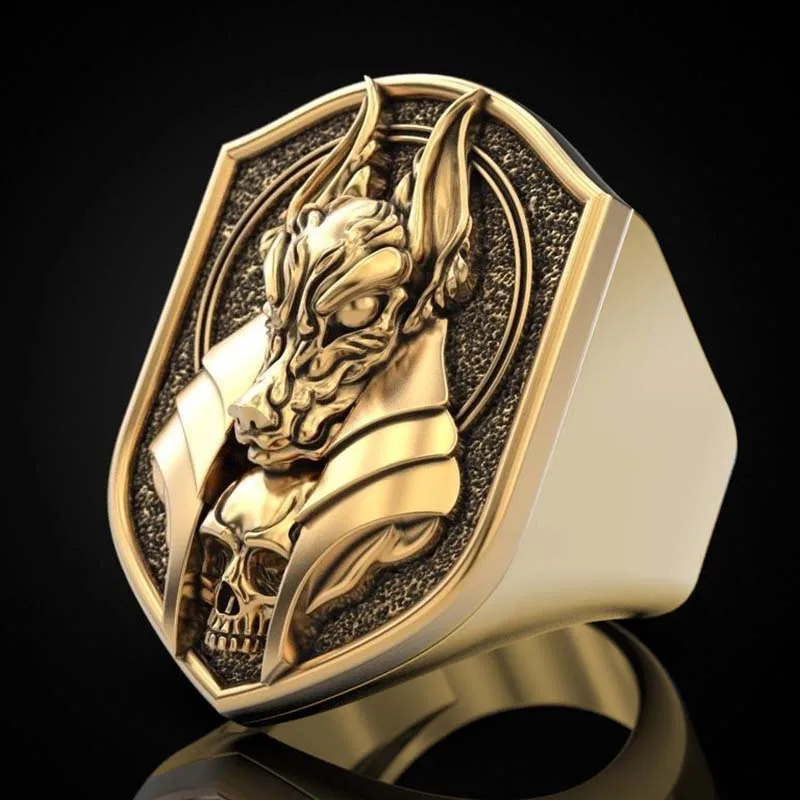 Novi 2020 godine Prsten Anubis, egipatski bog smrti, zlatni prsten-prsten katranom Slika 2