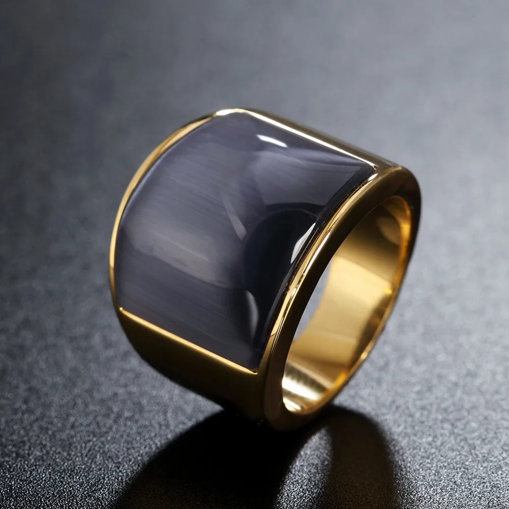 Kvalitetni multi-boji Prstena S Velikim Kamenom Za muškarce I Žene Zlatne boje Od Nehrđajućeg Čelika 316L, Nakit, Poklon Za Svadbene Zurke Slika 4