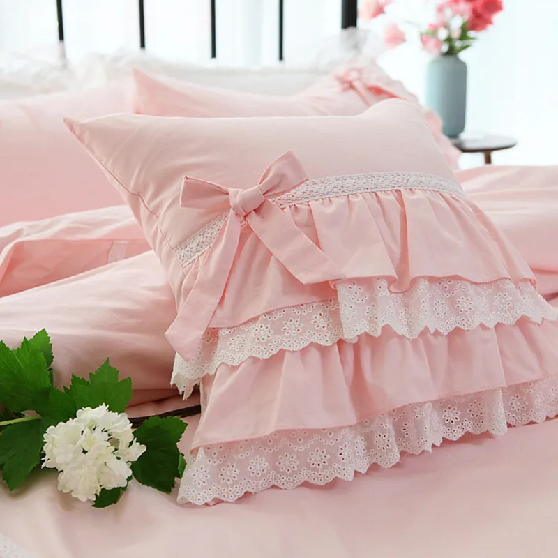 Najbolje Slatke ružičaste ukrasni jastuk, jastučnicu u vrtu stilu cvjetne čipke jastučnicu sa volanima, slojevi torte, jastučnica za princezu s lukom Slika 0