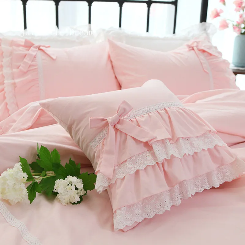 Najbolje Slatke ružičaste ukrasni jastuk, jastučnicu u vrtu stilu cvjetne čipke jastučnicu sa volanima, slojevi torte, jastučnica za princezu s lukom Slika 1