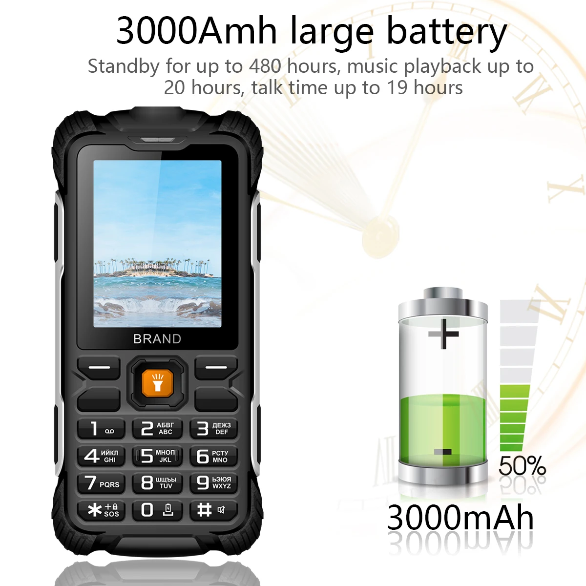 EAOR Vanjski Mobilni Telefon 3000 mah Power Bank Čvrste Telefone IP68 Vodootporan šok-dokaz Telefon s dvostrukom SIM Karticom s Bakljom Veliki Zvučnik Slika 0