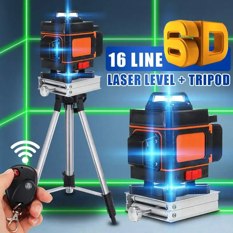 16 Linija Laserski Razinu 4D Zeleno Svjetlo Led Zaslon Automatski Самовыравнивание 360 ° Okretni Mjerenje Vodoravno Okomito Križ Daljinsko Upravljanje Slika 5