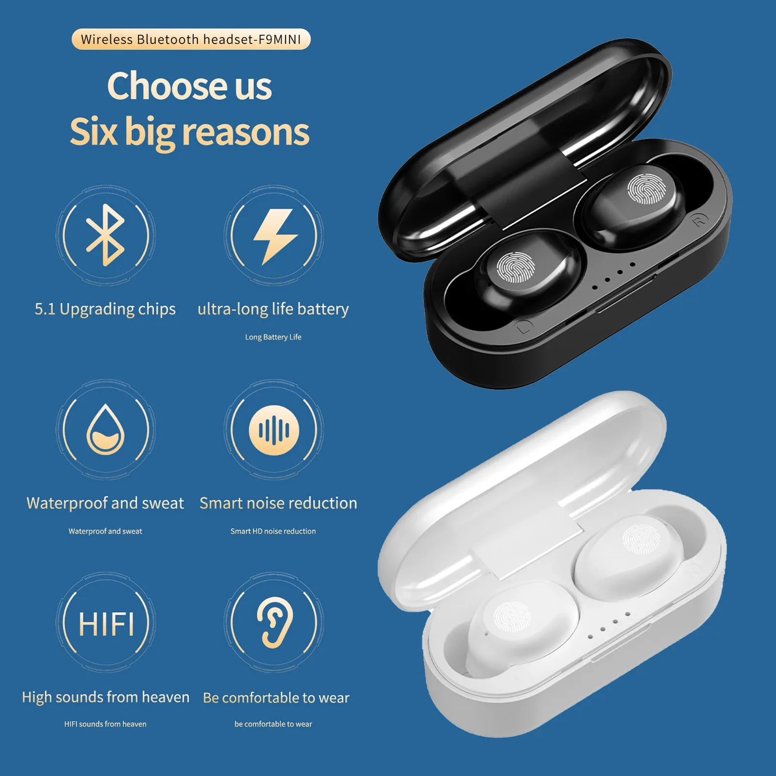 TWS F9 Bežične Bluetooth Slušalice kompatibilne Sportske Slušalice Touch Mini Stereo slušalice Басовая Slušalice Punjač Torbica Slika 3