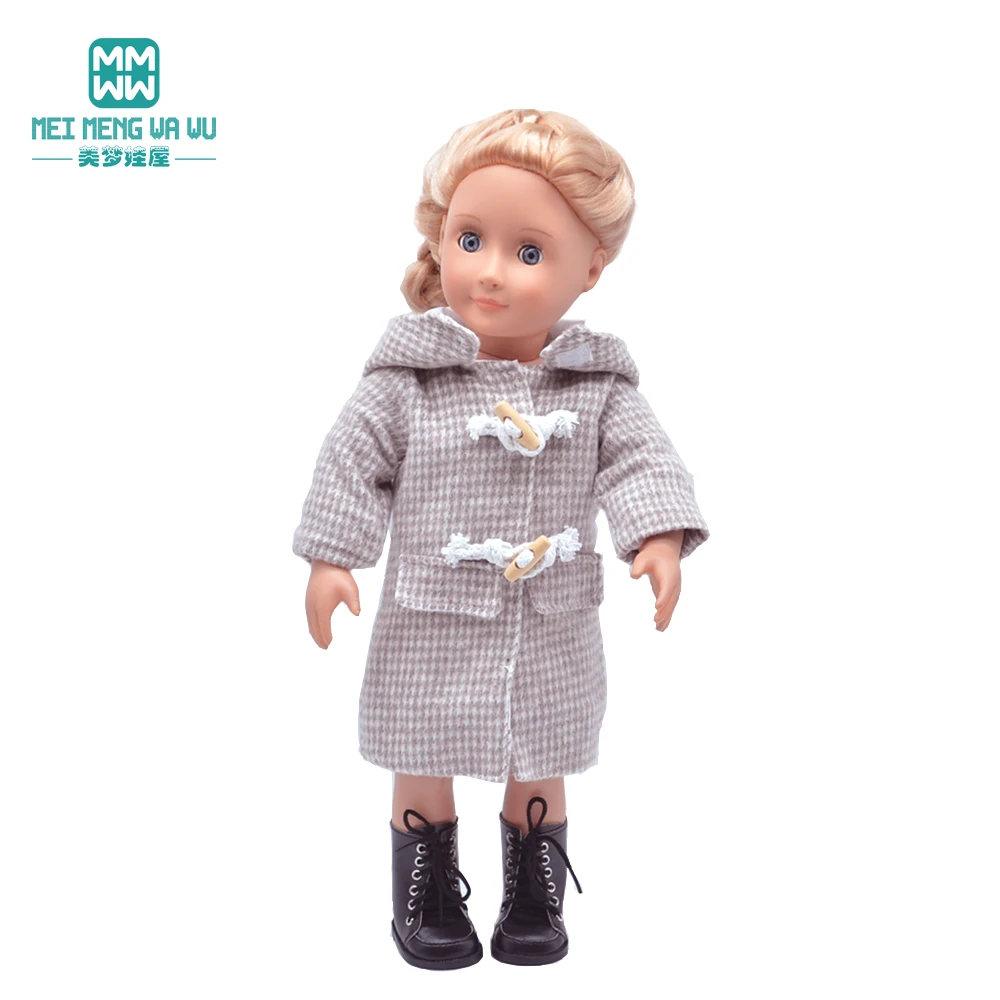 Lutkarska Odjeća za 18 cm 45 cm, pribor za američke lutke, Vune kaput, smeđa, crvena, crna poklon za djevojke Slika 2