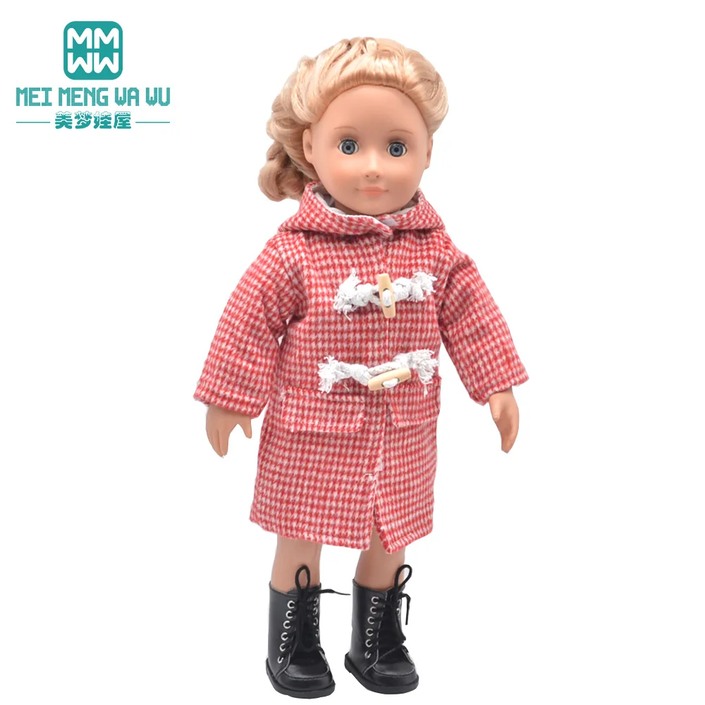 Lutkarska Odjeća za 18 cm 45 cm, pribor za američke lutke, Vune kaput, smeđa, crvena, crna poklon za djevojke Slika 5