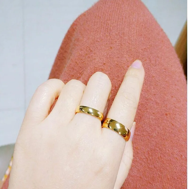 Samo 4 mm дуговое сферическое glatko prsten od nehrđajućeg čelika od титановой čelika, muško i žensko zaručnički prsten za par Slika 2