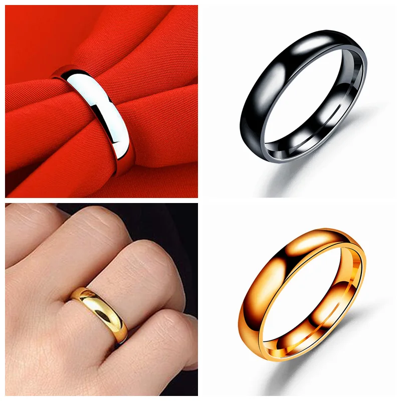 Samo 4 mm дуговое сферическое glatko prsten od nehrđajućeg čelika od титановой čelika, muško i žensko zaručnički prsten za par Slika 5