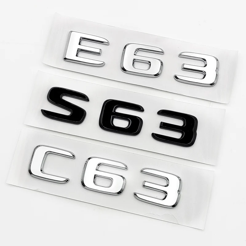 3d ABS Kromirani Auto Oprema Ikonu Prtljažnika Naljepnica C63 E63 S63 Logotip Logotip Za Mercedes AMG C E 63 W204 W205 W213 W212 W222 W221 Slika 0