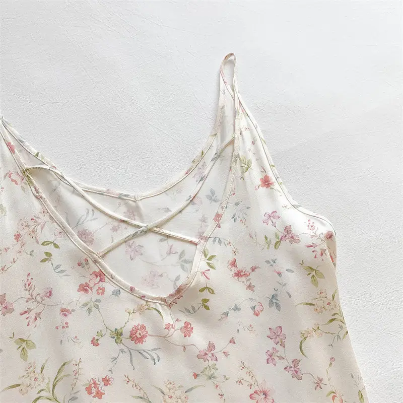 Noćne Košulje Bez Rukava, Ženski Cvijet Seksi Dizajn Svakodnevne Prozračne Dnevne Soft Klasicni Elegantne Ljetnim Pidžama U Korejskom Stilu, Jednostavne Slika 2