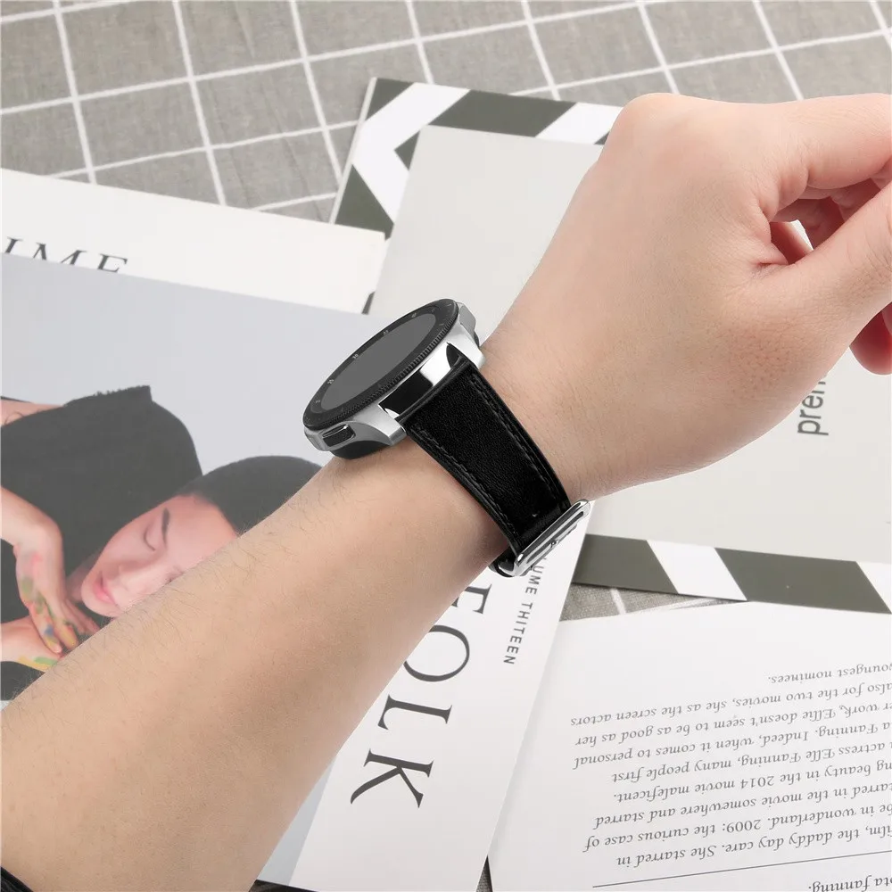 EiEuuk Zamijeniti Remen za sat od prave Kože, Narukvica, Remen za Samsung Galaxy Watch (46 mm)/Pametni Sat Gear S3 Slika 2
