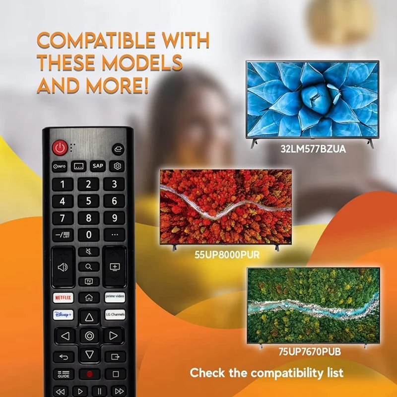 Zamjena daljinskog upravljača AKB76037601 za LG HD TV-u s gumbima Disney +, Netflix, Channel Slika 0