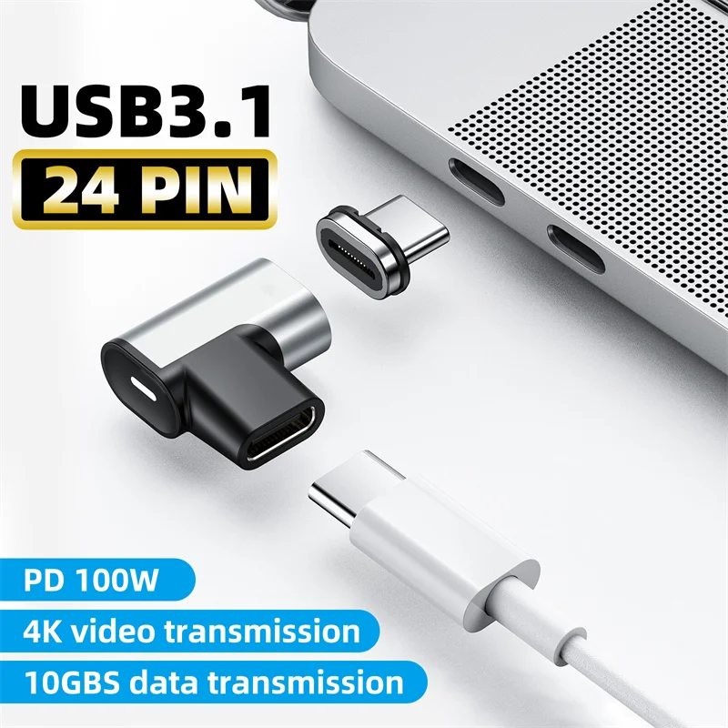 Lovebay Za Macbook 100 W 24Pin Magnetski Adapter Tip C USB C 3,1 Brzo Punjenje Magnetski Pretvarač Podataka Za iPhone Xiaomi 11 Huawei Slika 3