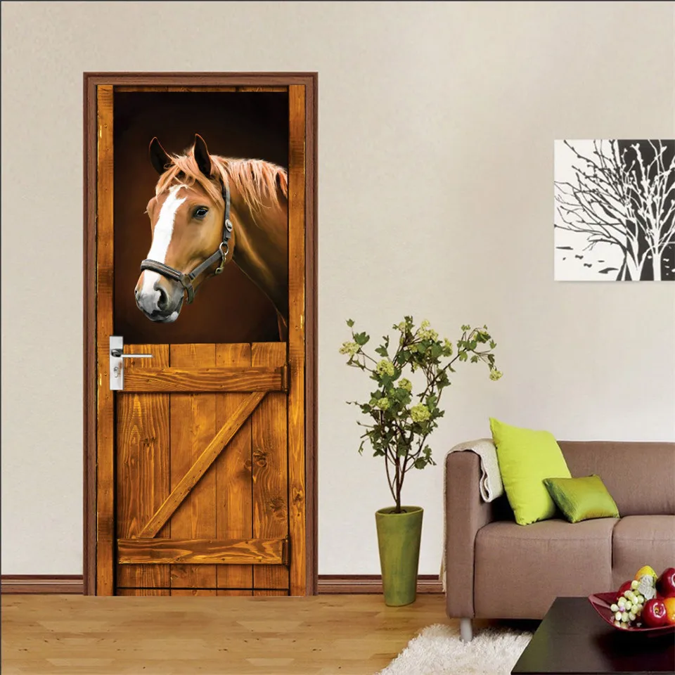 3D Konj Samoljepljive PVC Naljepnica Na Vratima Dom Dizajn Art Ukras Plakat Za Dječje Sobe i Namještaj Za Spavaće sobe Popravke Desktop Slika 5