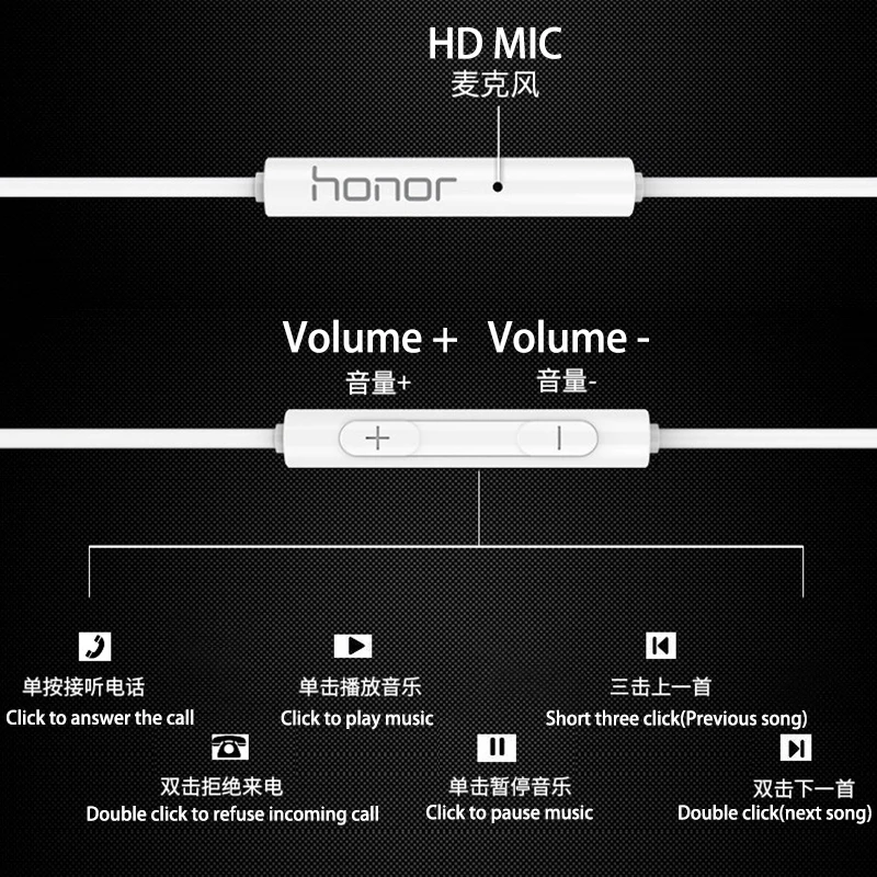 Originalni AM115 Huawei 3,5 mm slušalice Metalni Žičani Headset Za huawei P30 pro P8 P9 P20 Lite P10 Plus Honor 8X 9i Mate 20 8 9 MP3 Slika 2