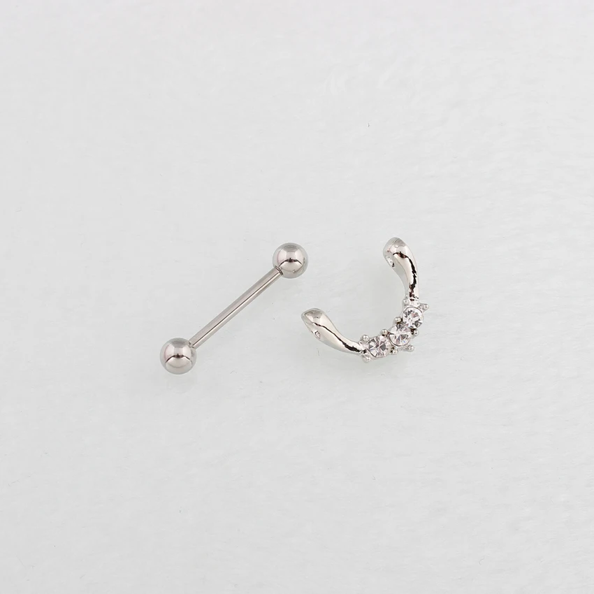 Maloprodaja, 2 kom./ lot-tri transparentne prsten za bradavice Rhinrstone, nakit za piercing tijela, 14 g, 316L, kirurški čeličnom šipkom, bez nikla Slika 1