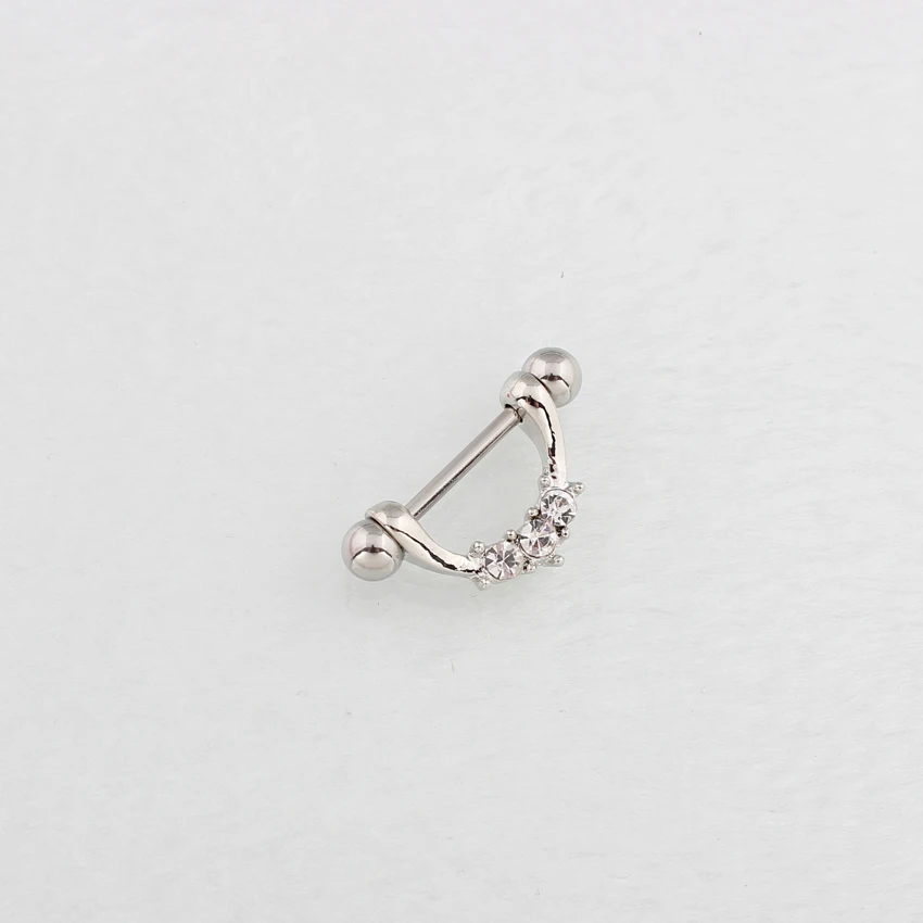 Maloprodaja, 2 kom./ lot-tri transparentne prsten za bradavice Rhinrstone, nakit za piercing tijela, 14 g, 316L, kirurški čeličnom šipkom, bez nikla Slika 5