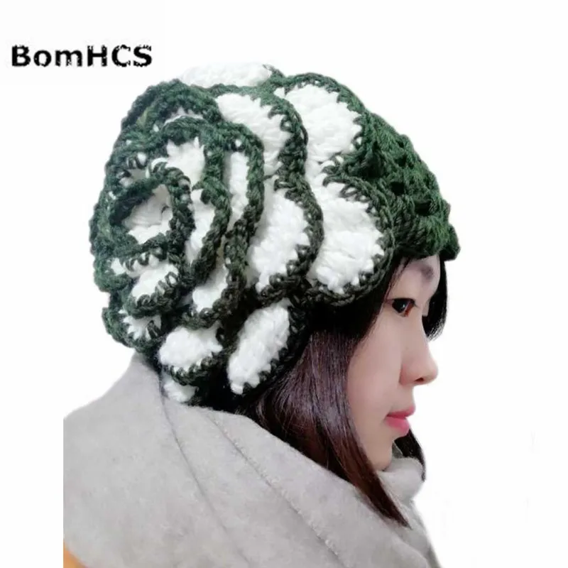 BomHCS Zima topla kapa i rukavice, odijelo pleten, kape, rukavice s velikim cvijetom (cijena po kapu ili rukavice) Slika 3