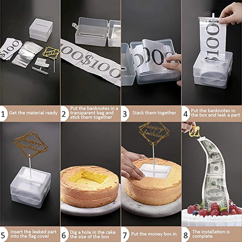 Kutija za Novac Za Tortu, Reusable Kreativni Obrazac Za Izradu Kolača, Zabavan Ukras za Tortu za Rođendan Na Iznenađenje Slika 4