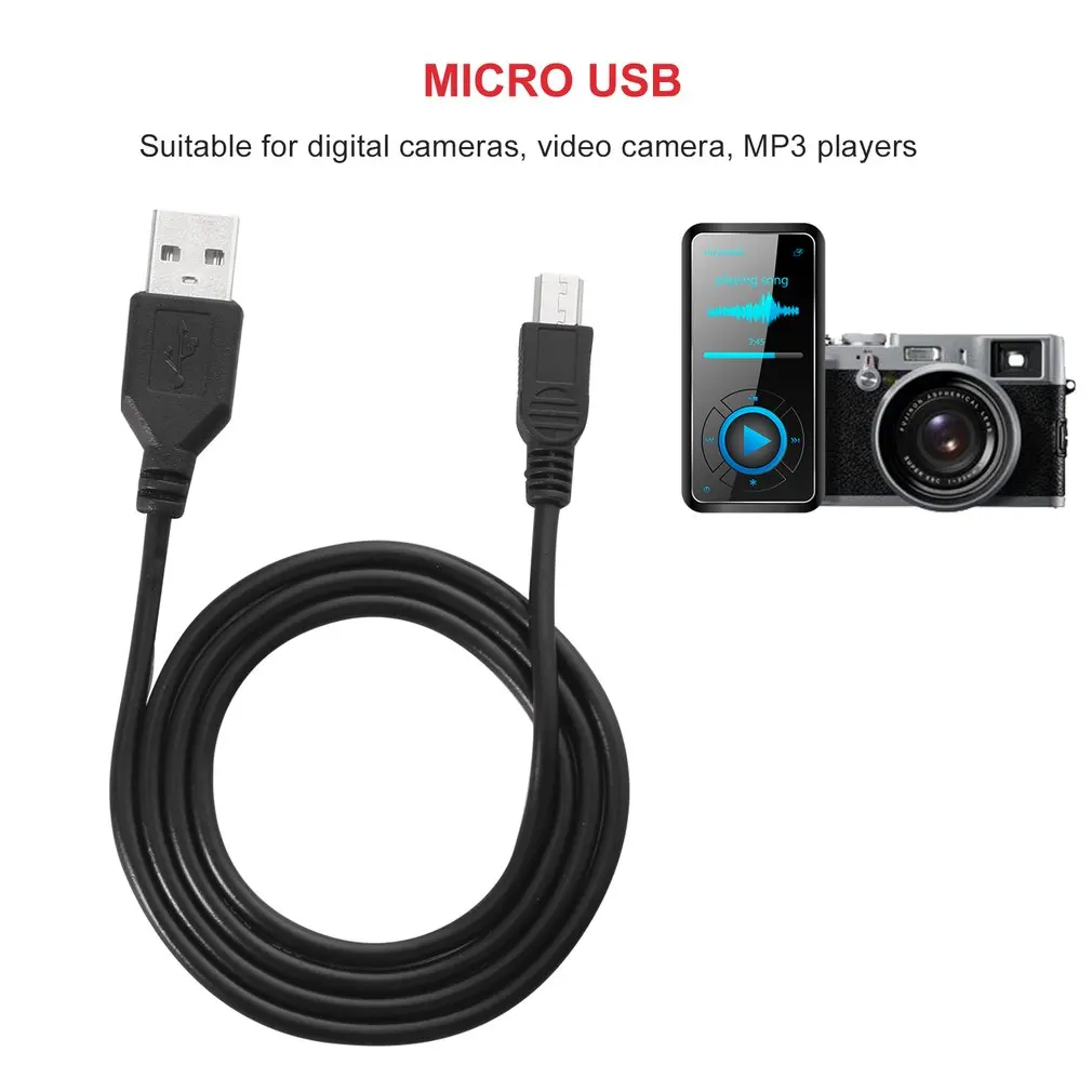 High-speed 80 cm USB 2.0 Priključak A za Mini B 5-pinski Kabel Za Punjenje Digitalnih Fotoaparata hot-swap USB Kabel Za Punjenje Uređaja za prijenos Podataka Crni Slika 2