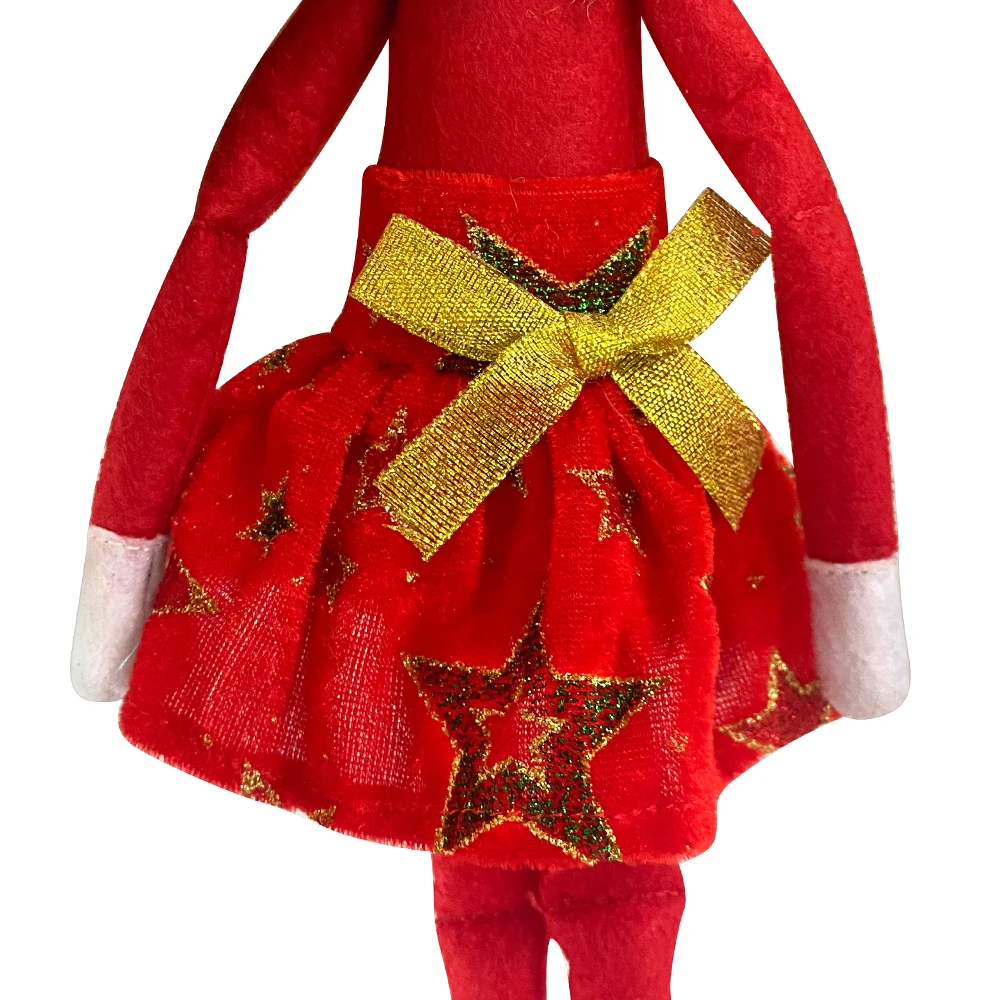 Božićni Vilenjak Lutka je Predivna Odjeća Božićni Element Crvena Kratka Suknja Pleuche Igračke Za Djecu Pribora Dar (Bez Lutke) m44 Slika 3