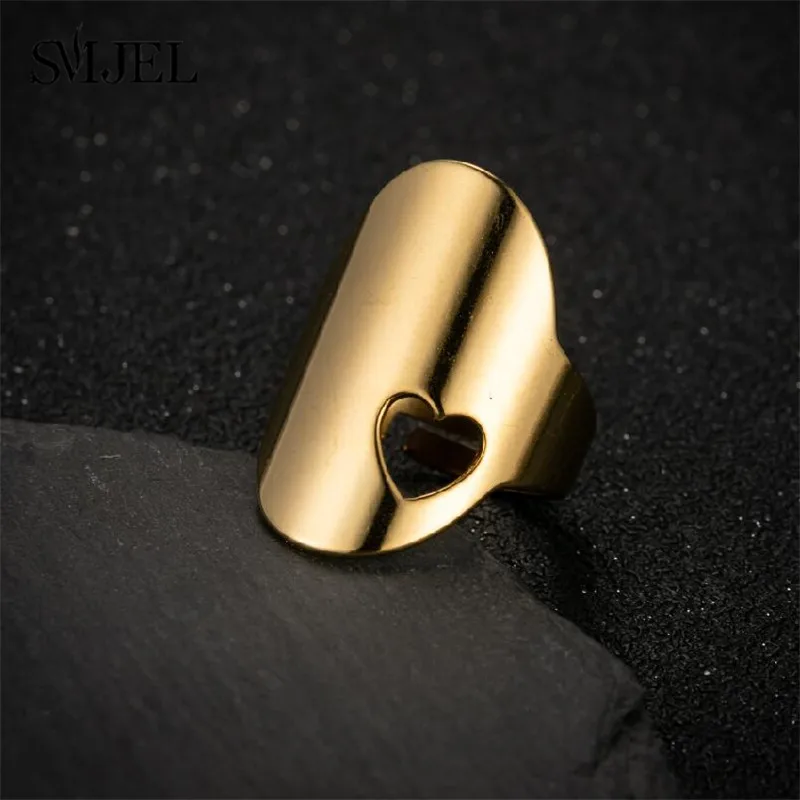 Jednostavan, Moderan Ovalno Srebro Otvoreni Prsten Za Žene Od Nehrđajućeg Čelika, Šuplje Prsten U Obliku Srca, Večernje Nakit, Poklon... Slika 1