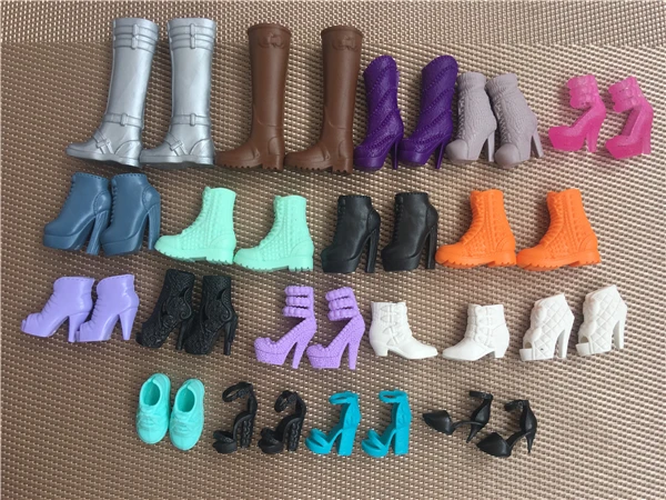 5 parova Monotono Casual cipele za lutke, Super Model, cipele na visoku petu cipele, Pribor za lutke, cipele za lutke na visoke potpetice, čizme za djevojčice, Sandale Slika 0