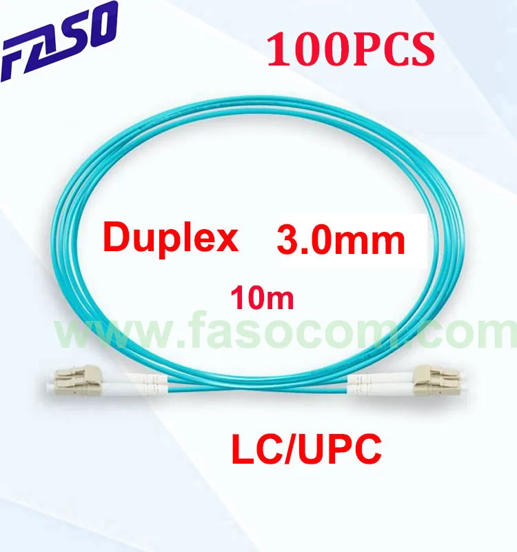 FASO 100 kom/pak. 10 m multi-mode OM3 Optički Fiber-Optički Patch kabel LC/UPC Duplex 3,0 mm Skakač Optički Patch kabel Slika 1