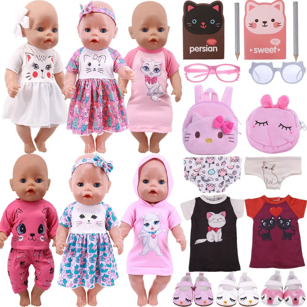 Lutkarska Odjeća po cijeloj površini Mačka, Slatka Mačkica, Pogodan je za 18 cm, Američka Lutka, 43 cm, Odjeća za Novorođenčad, Pribor za Lutke, Dar Slika 3