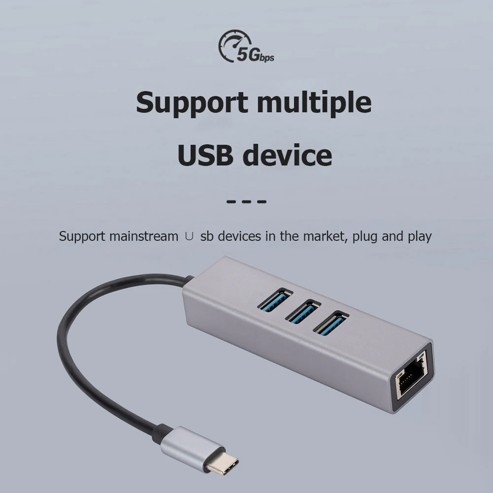 USB 3.0 Hub Adapter Podrška 10/100/1000 Mbps Mrežni Pristup za Tipkovnicu, Miš, Kamera USB3.0 na gigabitnu mrežnu karticu Hub Slika 4