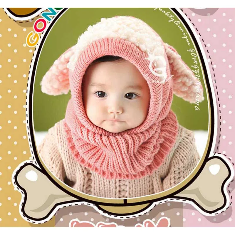 Najbolje pletene kape za dječake u korejskom stilu sa psima, zimske krzna kape za djevojčice, сросшаяся kapa, može se koristiti kao marame, u Dobi od 6 mjeseci do 4 godine Slika 0