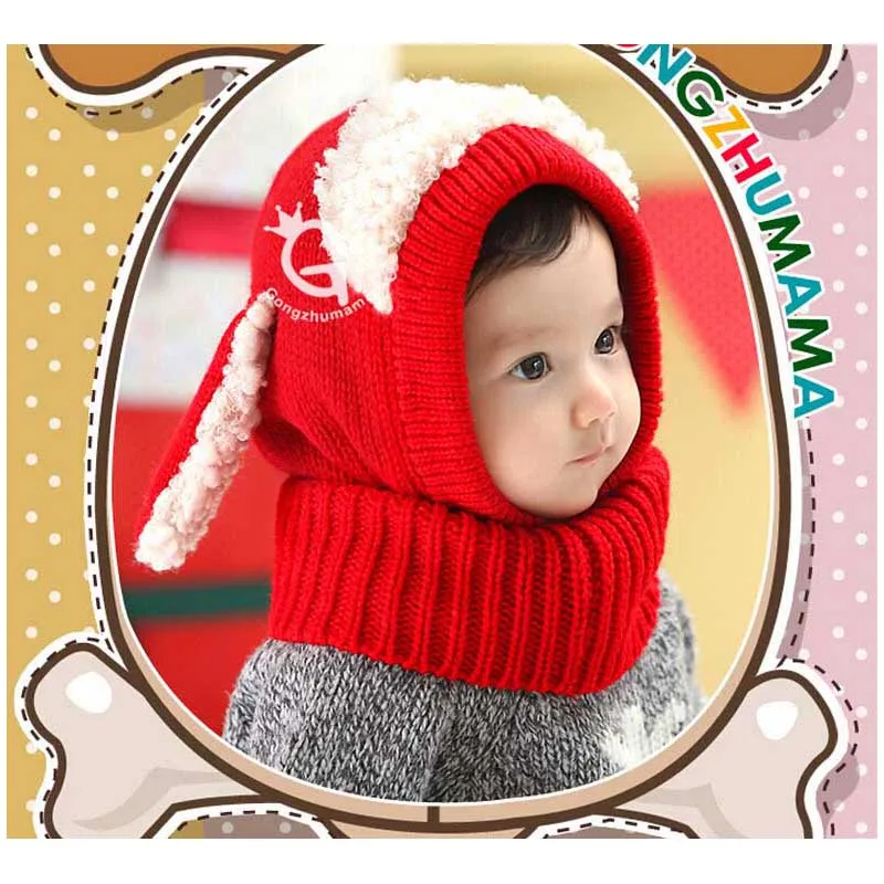 Najbolje pletene kape za dječake u korejskom stilu sa psima, zimske krzna kape za djevojčice, сросшаяся kapa, može se koristiti kao marame, u Dobi od 6 mjeseci do 4 godine Slika 2