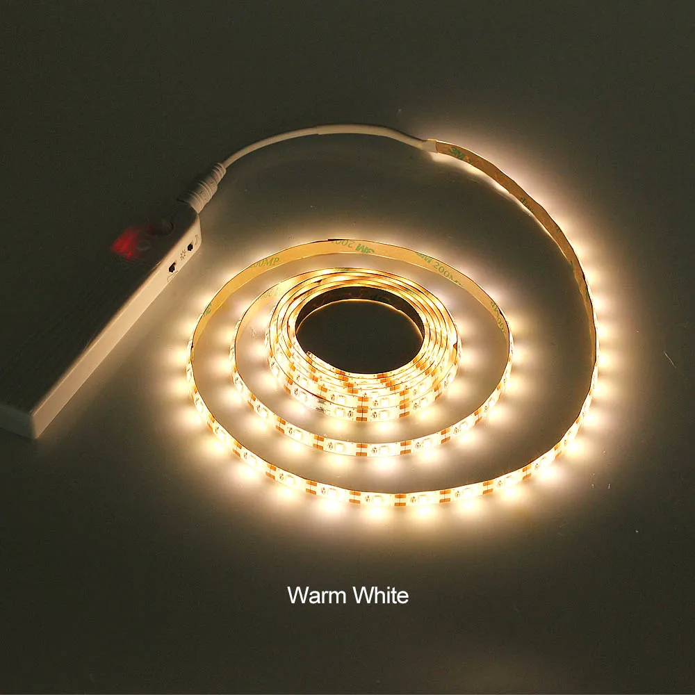 ANCLUB 1 M 2 M 3 M Bežični Senzor Pokreta Led Traka noćno svjetlo Na Baterije Pod Krevetom lampa Za Ormar Ormar Stepenice Slika 3