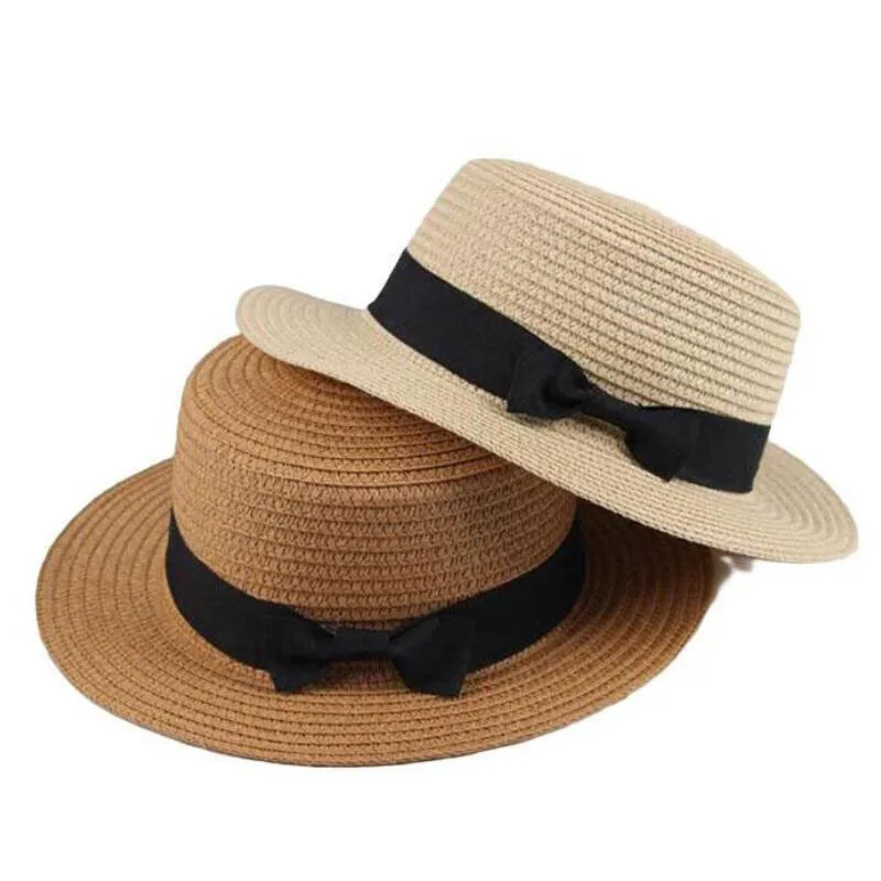 Ženski šešir godišnji britanski mali šešir-cilindar jednostavna slamnati šešir s lukom dječje ulica солнцезащитная šešir s ravnim krovom jazz panama veliko Slika 5