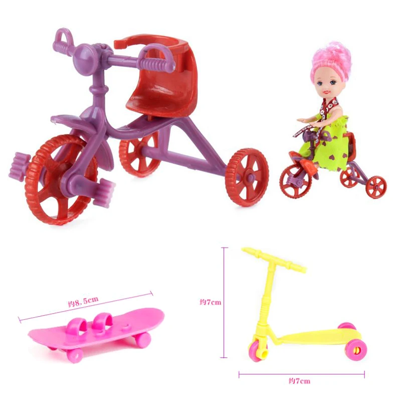3 kom. za Barbie skuter je vozilo Bicikle Mini Igračka za Barbie Pribor Rođendan Darove za Djevojčice Pribor za Lutke Pogodan za Kelly Slika 0