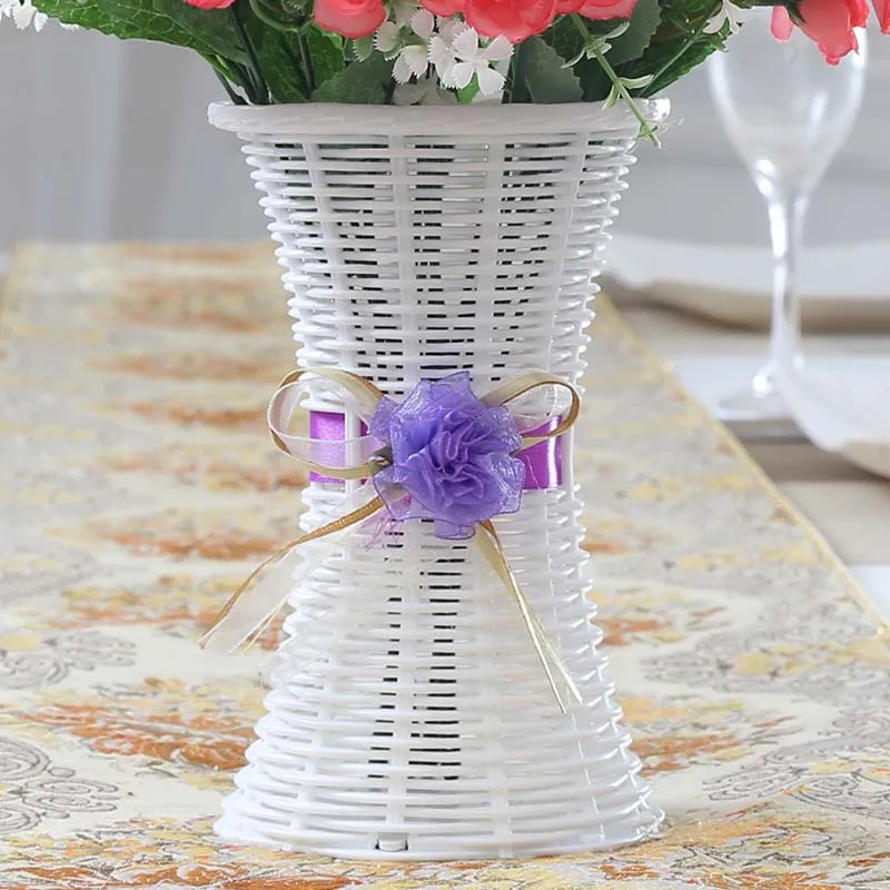 1pc Plastične Vaze Europska Bijela boja Cvjetnih Košarica Umjetni Cvijet Kontejner Za DIY Cvijet Biljka Kućni Svadbena Dekoracija Slika 1